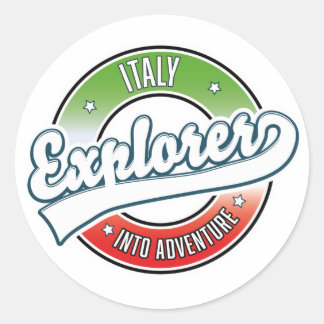 Italy explorer into adventure logo. keychain classic round sticker