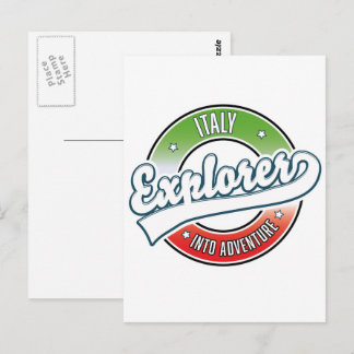 Italy explorer into adventure logo. postcard