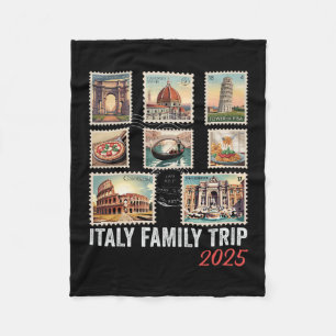 Italy Family Trip 2025 Vintage Postage Stamp Pisa Fleece Blanket