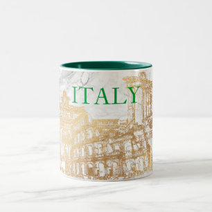 ITALY, FAUX GOLD+MARBLE TRAVEL SOUVENIRS Two-Tone COFFEE MUG