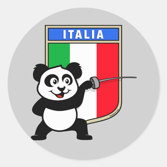 Italy Fencing Panda Classic Round Sticker (Front)