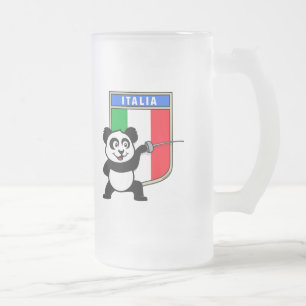 Italy Fencing Panda Frosted Glass Beer Mug