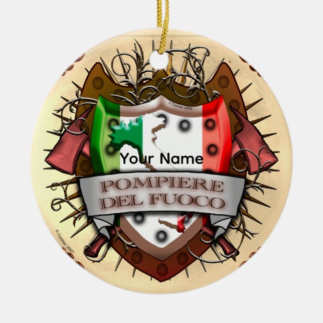Italy Firefighter custom name Ornament  (Front)