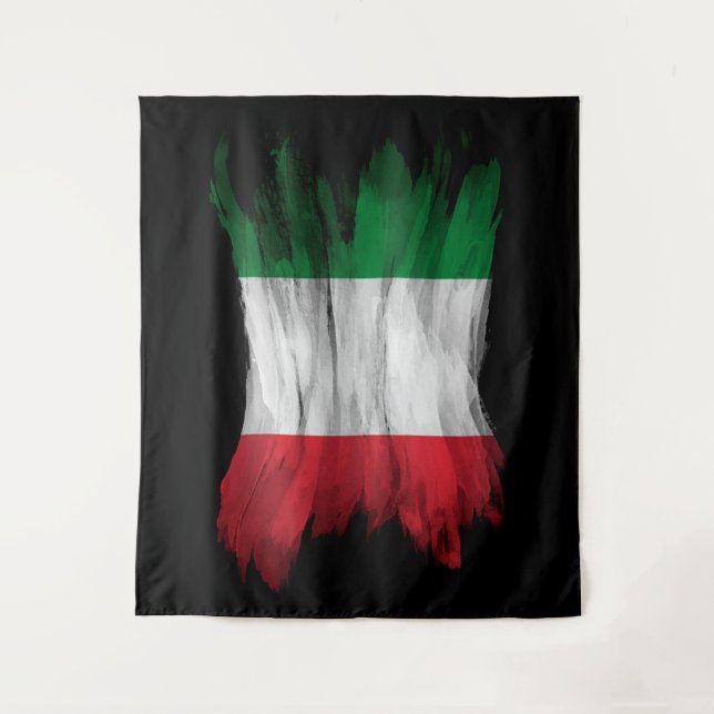 Italy flag brush stroke, national flag tapestry (Front)