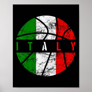 Italy Flag Bysketbyll Italian Team Fan Lover Poster