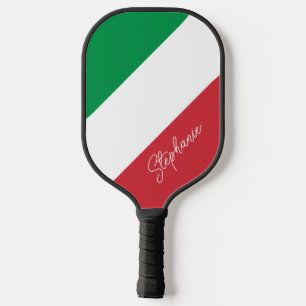 Italy Flag Colour Stripes Personalised Pickleball Paddle