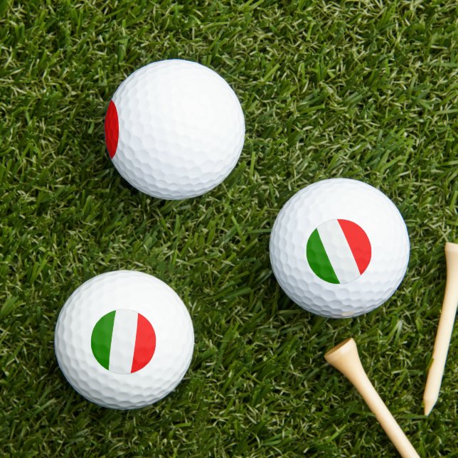 Italy, flag colours red, white, green, golf balls (Insitu Grass)