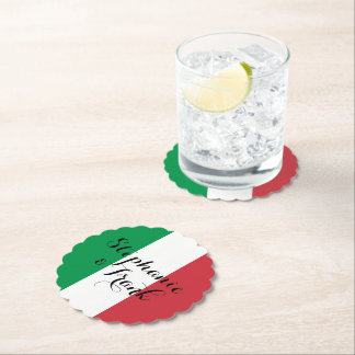 Italy Flag Colours Wedding Paper Coaster