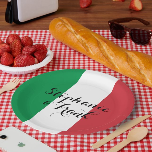 Italy Flag Colours Wedding Paper Plate (Picnic)