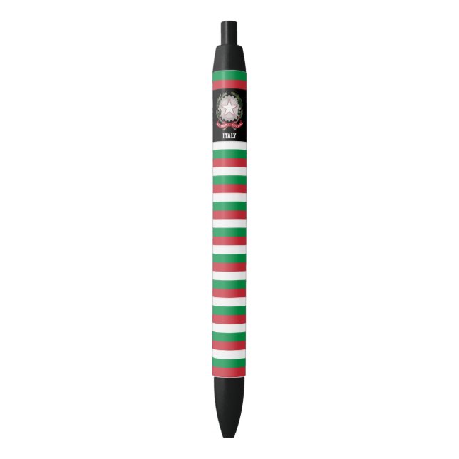 Italy Flag Cute Patriotic Black Ink Pen (Front Vertical)