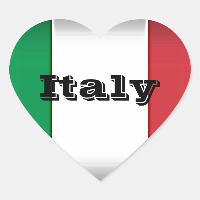 Italy Flag Dark Edge Heart Sticker (Front)