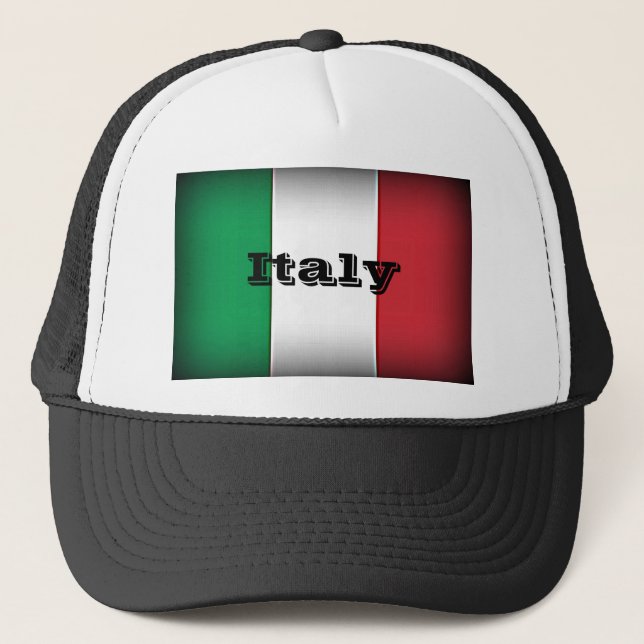Italy Flag Dark Edge Trucker Hat (Front)