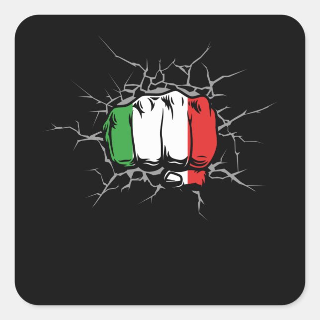 Italy Flag Fist Square Sticker (Front)