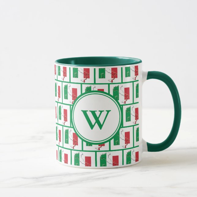 ITALY FLAG | Green Monogram Mug (Right)