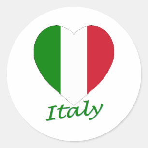 Italy Flag Heart Classic Round Sticker