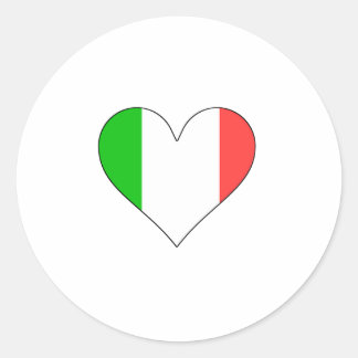 Italy Flag Heart Classic Round Sticker