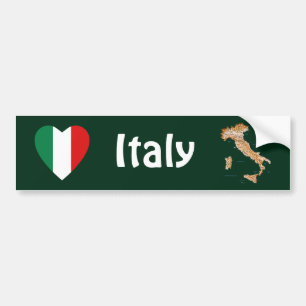 Italy Flag Heart + Map Bumper Sticker
