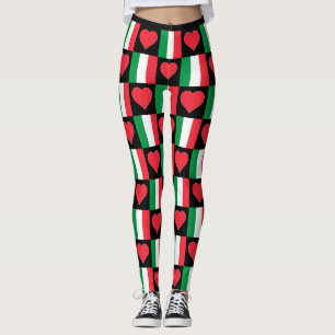 Italy Flag Heart Pattern Cute Patriotic Italian Leggings
