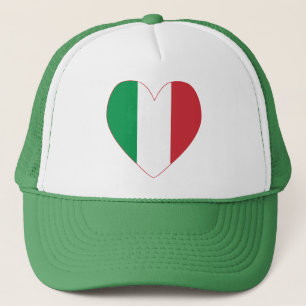 Italy Flag Heart Red Border Trucker Hat