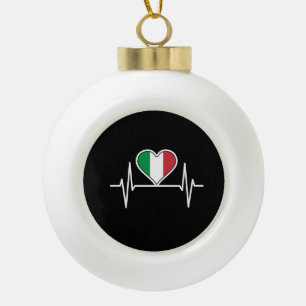 Italy Flag Heartbeat Ceramic Ball Christmas Ornament