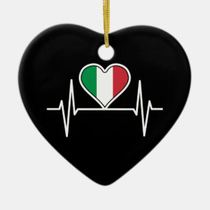 Italy Flag Heartbeat Ceramic Tree Decoration