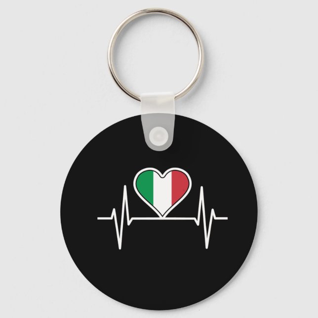 Italy Flag Heartbeat Key Ring (Front)