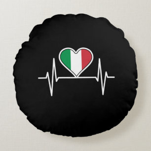 Italy Flag Heartbeat Round Cushion