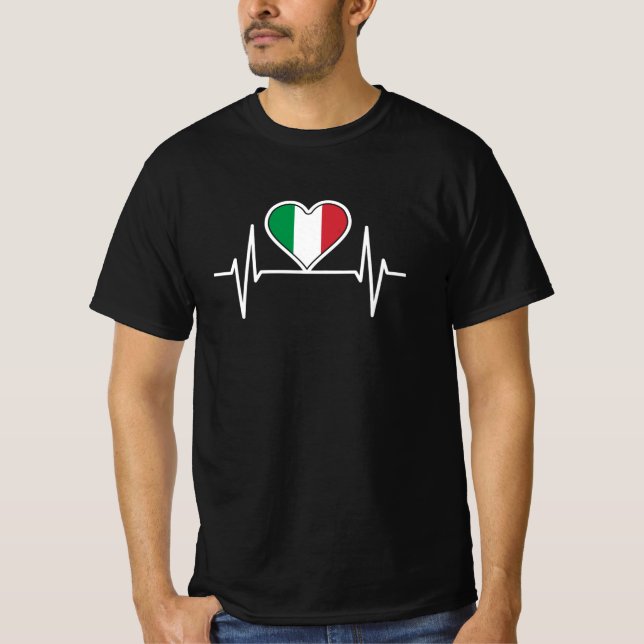 Italy Flag Heartbeat T-Shirt (Front)
