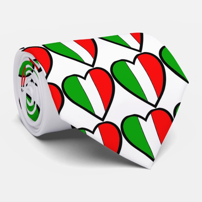 Italy Flag Hearts Tie (Rolled)