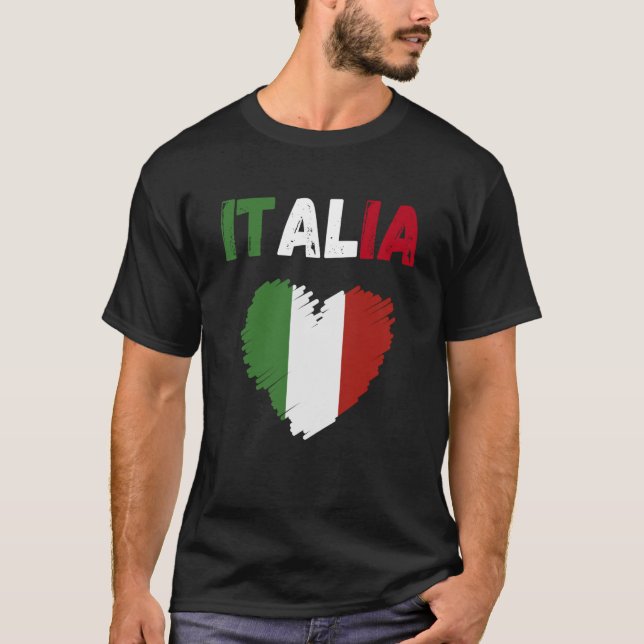 Italy Flag Holiday Italy Heart Italian Flag T-Shirt (Front)