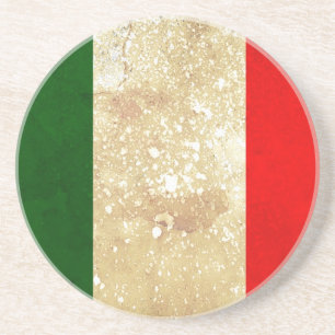 Italy Flag in Grunge Coaster