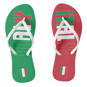 Italy Flag Inscription Green Red White Two Colour Flip Flops
