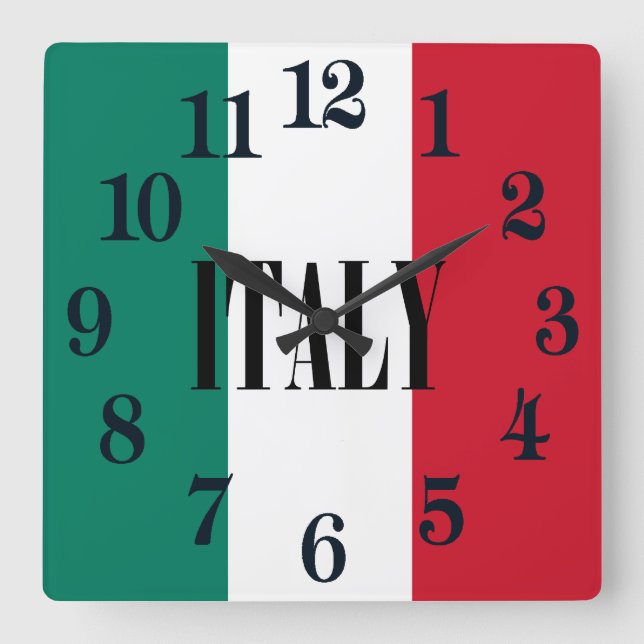 Italy flag Italia Italian Il Tricolore Square Wall Clock (Front)