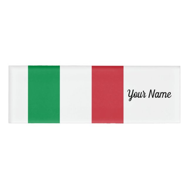 Italy Flag Italian Patriotic Name Tag (Front)