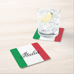 Italy Flag Italian Pride Europe Country Square Paper Coaster
