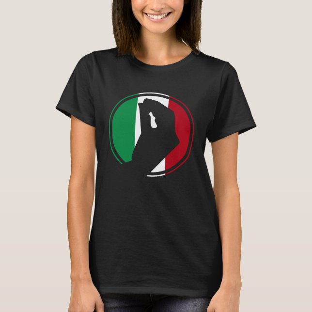 Italy Flag Italian Roots Humor  Italian Hand Gestu T-Shirt (Front)