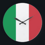 Italy Flag Large Clock<br><div class="desc">The Italian flag is a vertical triband. The used colours in the flag are red, white, green. The proportion of the Italian flag is 2:3. The Flag of Italy was adopted in 1948. The first use of the current flag design was in 1796. The last change to the current Italian...</div>