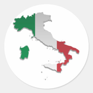 Italy Flag Map_2 Classic Round Sticker