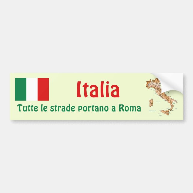 Italy Flag + Map Bumper Sticker (Front)