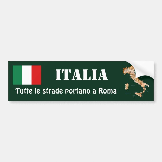 Italy Flag + Map Bumper Sticker (Front)