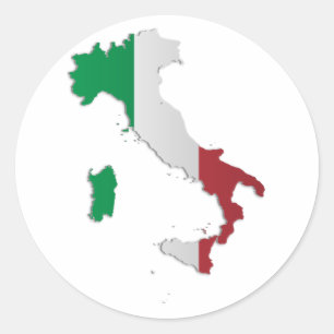 Italy Flag Map Classic Round Sticker