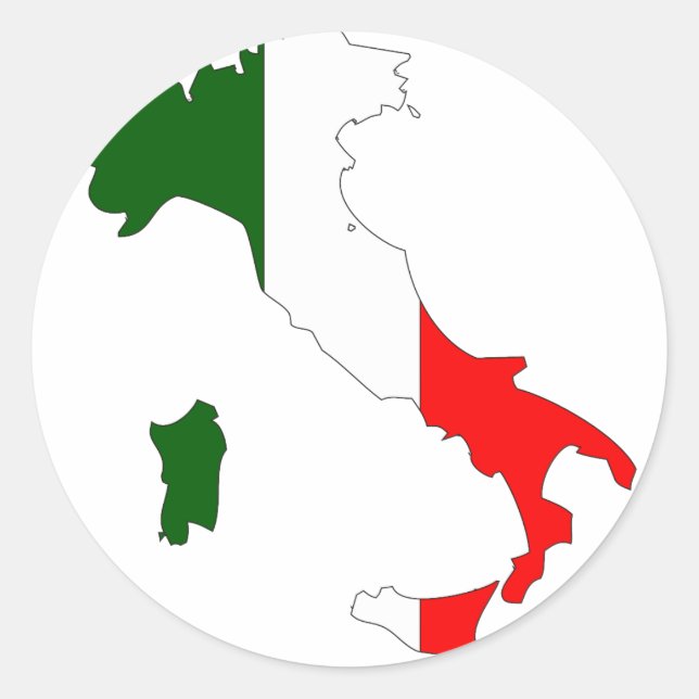 Italy flag map classic round sticker (Front)