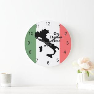 Italy Flag & Map Design Clock