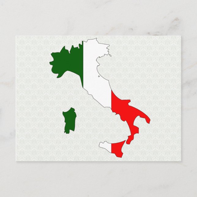 Italy Flag Map full size Postcard (Front)