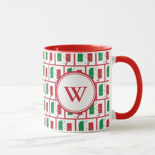 ITALY FLAG | Red Monogram Mug (Right)