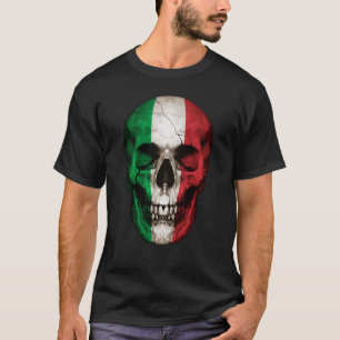 Italy Flag Skull Albanian Roots Proud Patriotic T-Shirt