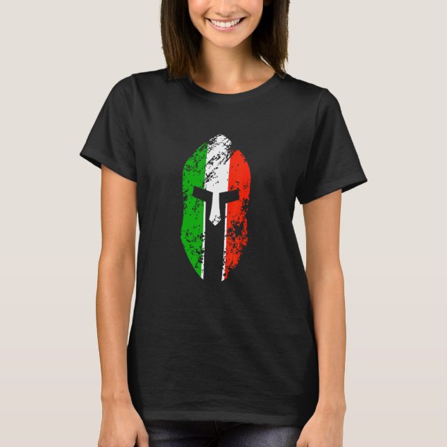 Italy Flag Spartan Helmet Fitness Motivation T-Shirt (Front)