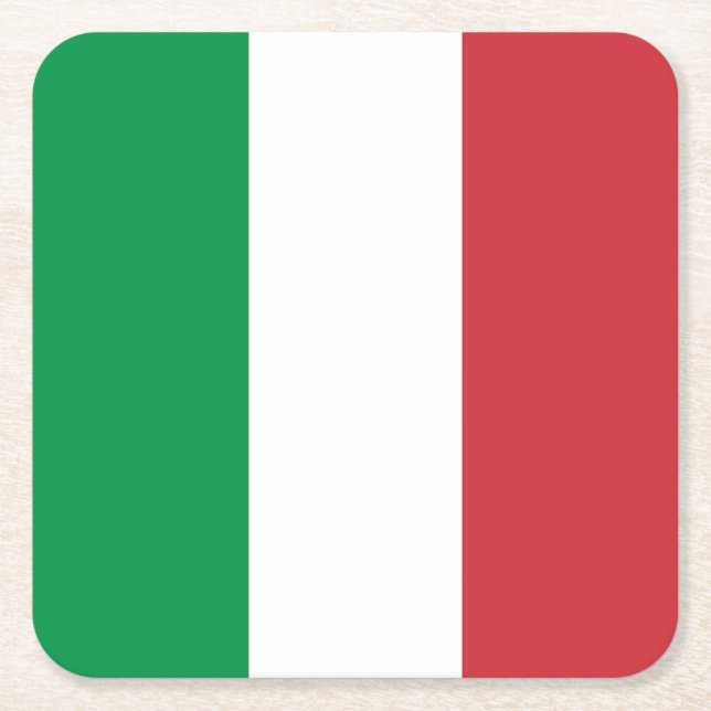 Italy Flag Square Paper Coaster (Front)