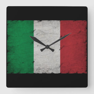 italy flag  square wall clock