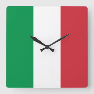Italy Flag Square Wall Clock